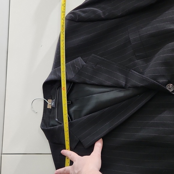 Chaps mens Blazer woolmark suit pinstripe coat 46R pants 38 x 30 100% wool 2pc - Picture 10 of 16